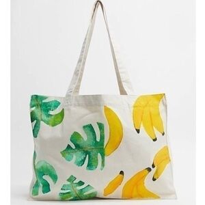 ASOS We Are Hairy People Organic Cotton Hand Painted Banana Leaf Tote